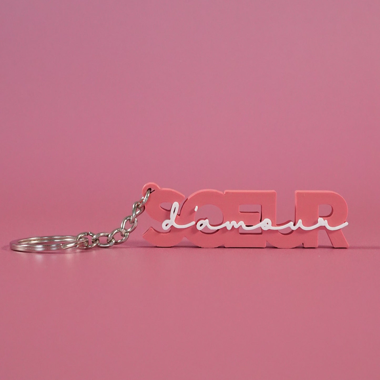 Porte-clé soeur d'amour rose framboise