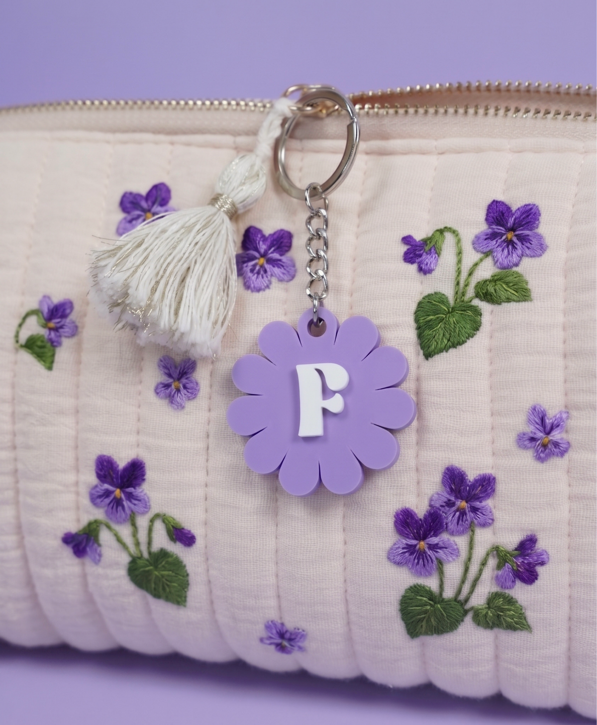 Porte-clé lettre marguerite