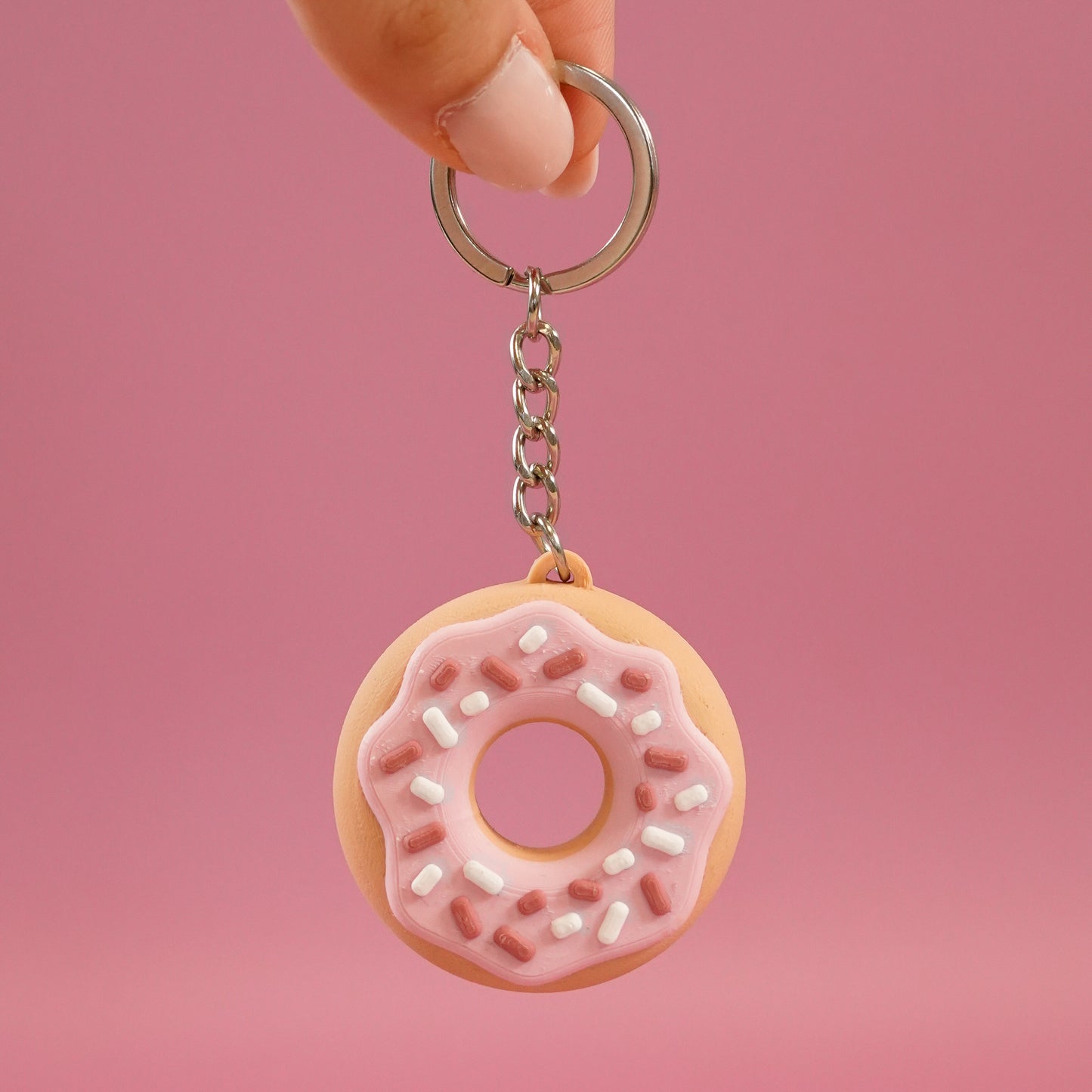 Porte-clé Donut rose pastel