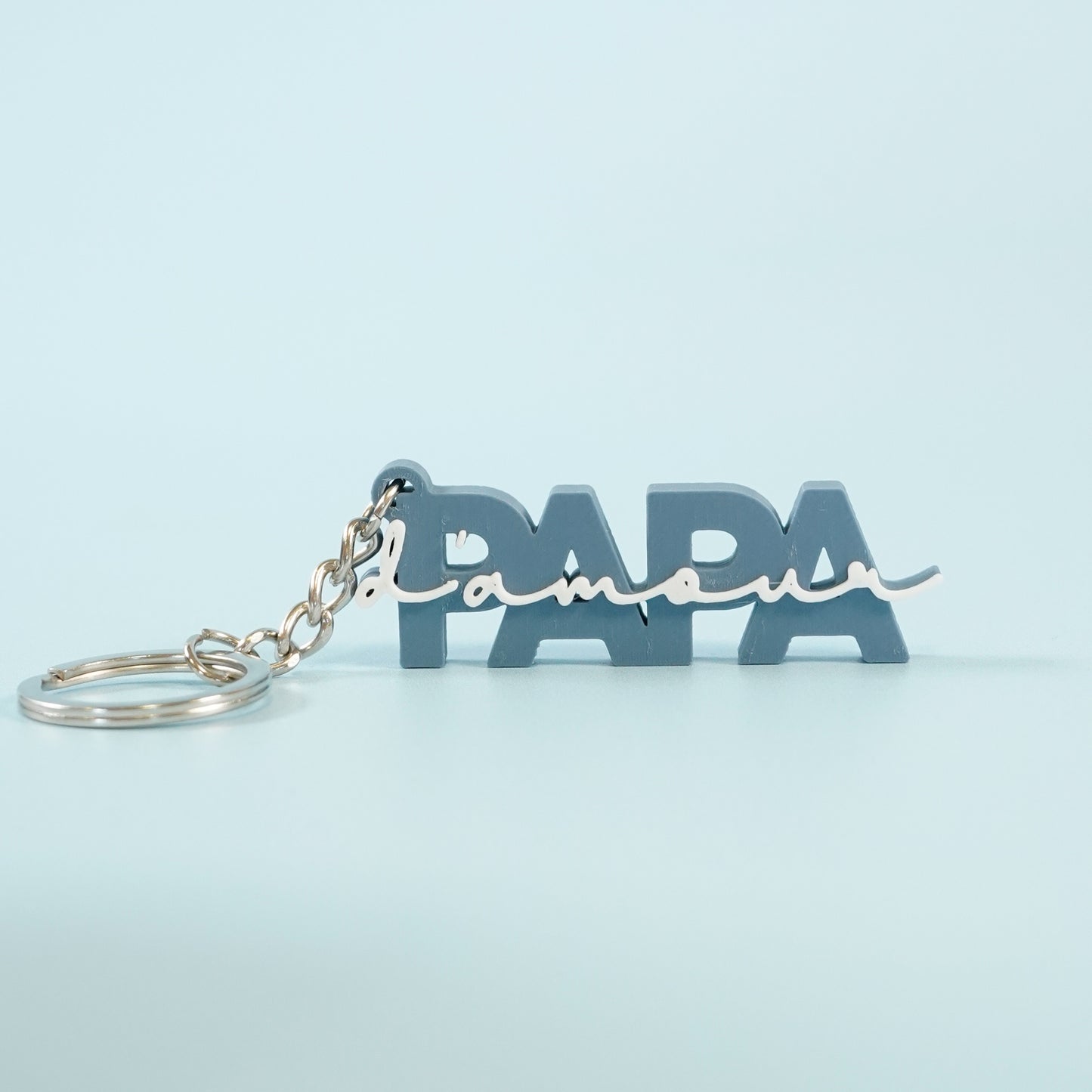 Porte-clé Papa d'amour bleu gris