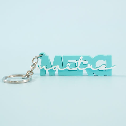Porte-clé Merci maître bleu vert