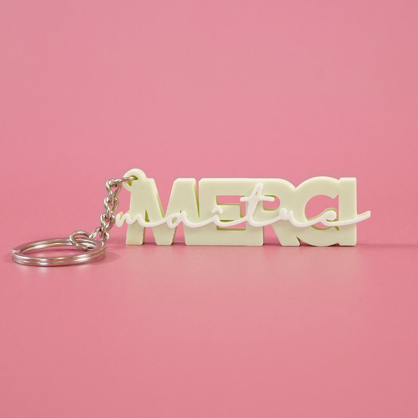 Porte-clé Merci maître vert pastel