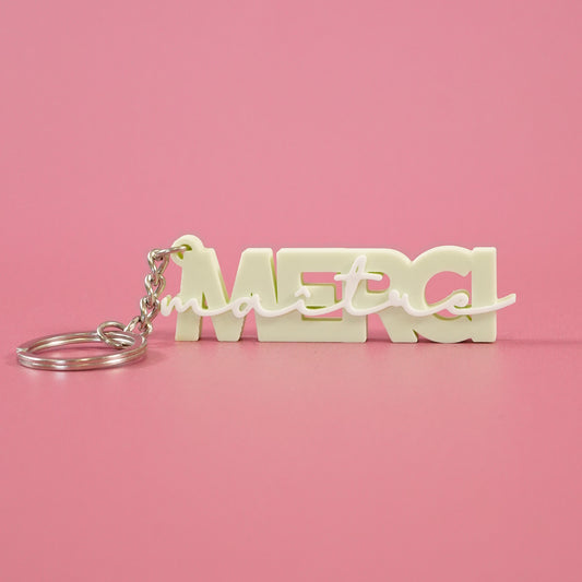 Porte-clé Merci maître vert pastel