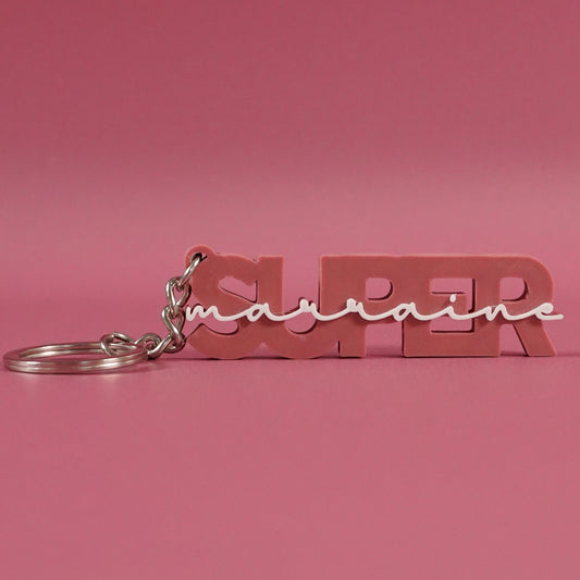 Porte-clé Super marraine rose