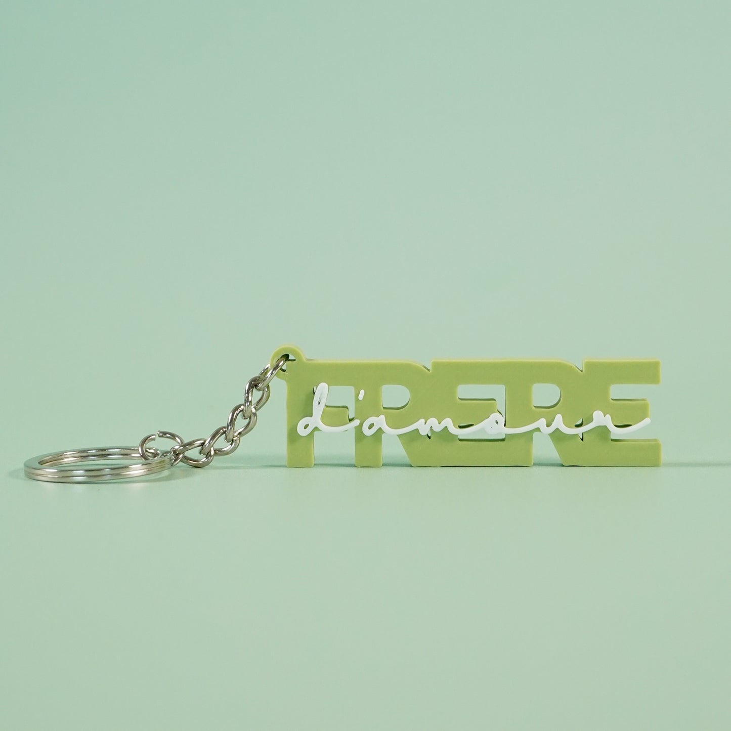 Porte-clé frère d'amour vert matcha