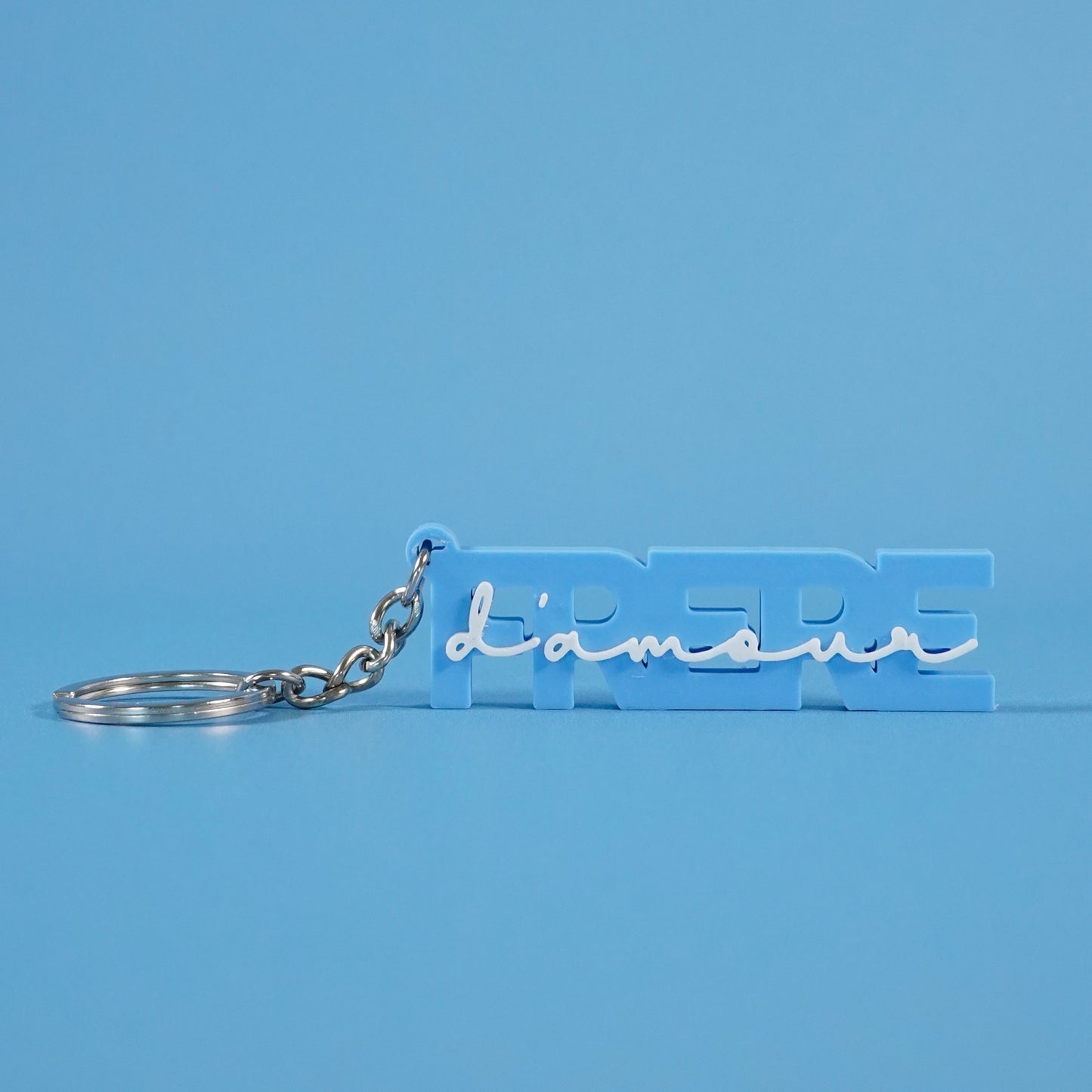 Porte-clé frère d'amour bleu ciel