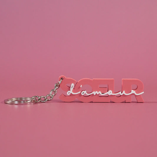 Porte-clé soeur d'amour rose framboise