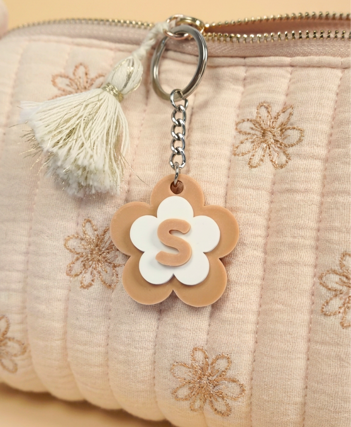 Porte-clé lettre fleur
