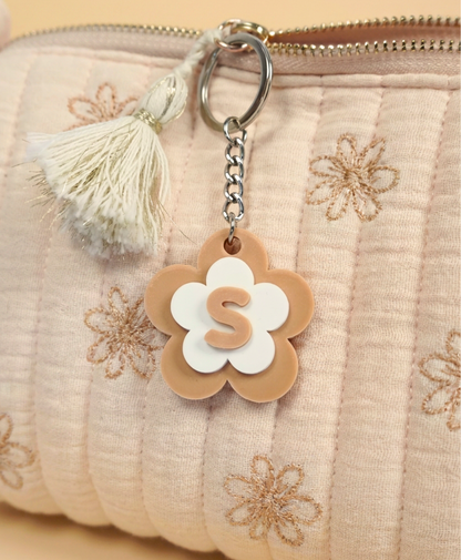 Porte-clé lettre fleur