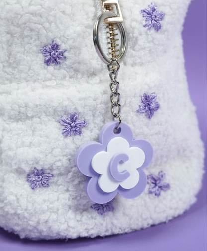 Porte-clé lettre fleur