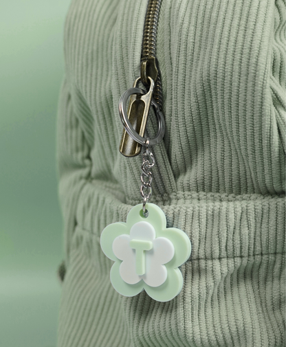 Porte-clé lettre fleur
