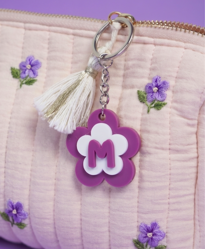 Porte-clé lettre fleur