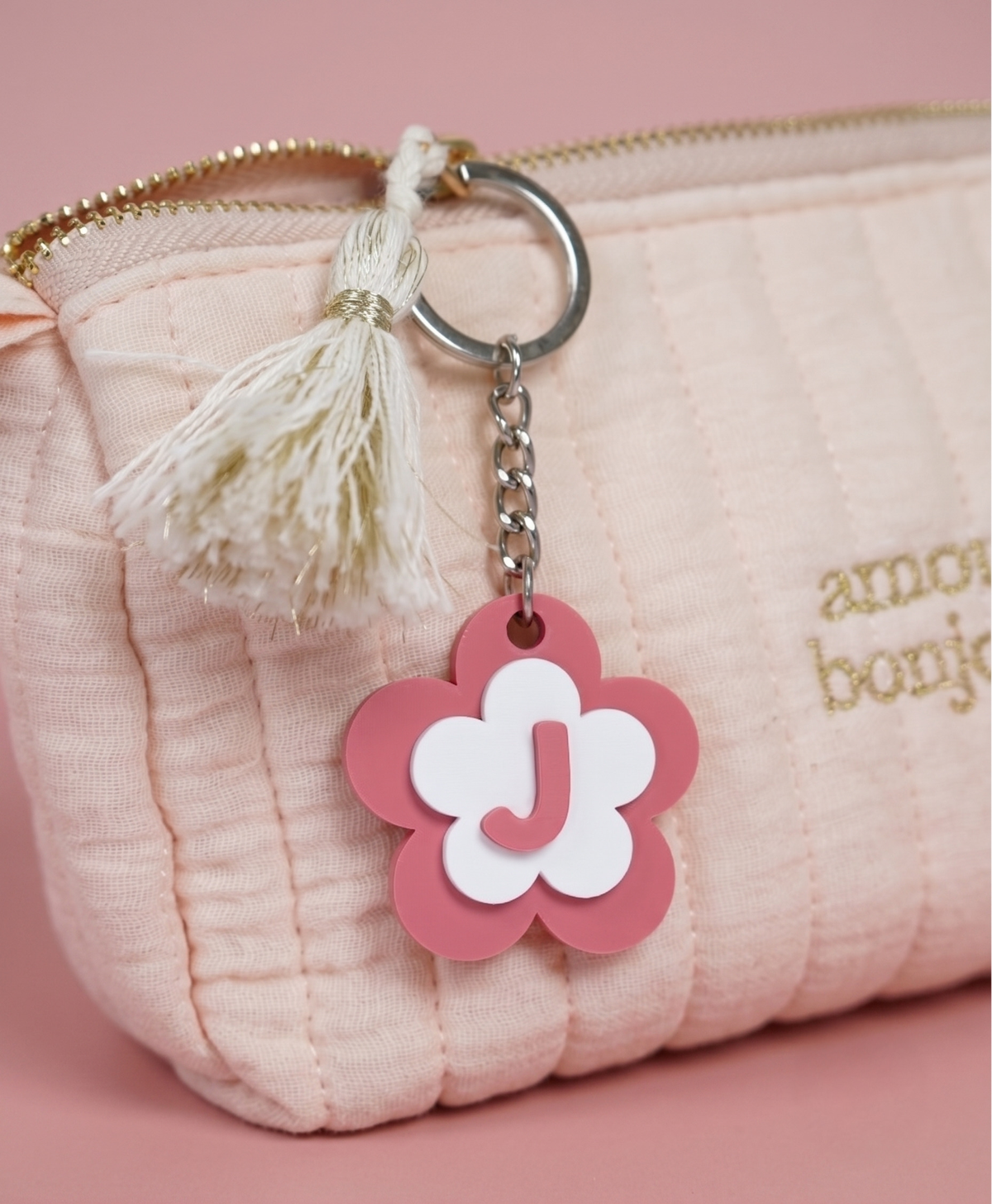 Porte-clé lettre fleur