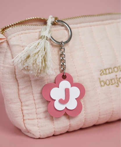 Porte-clé lettre fleur