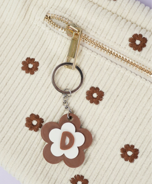 Porte-clé lettre fleur
