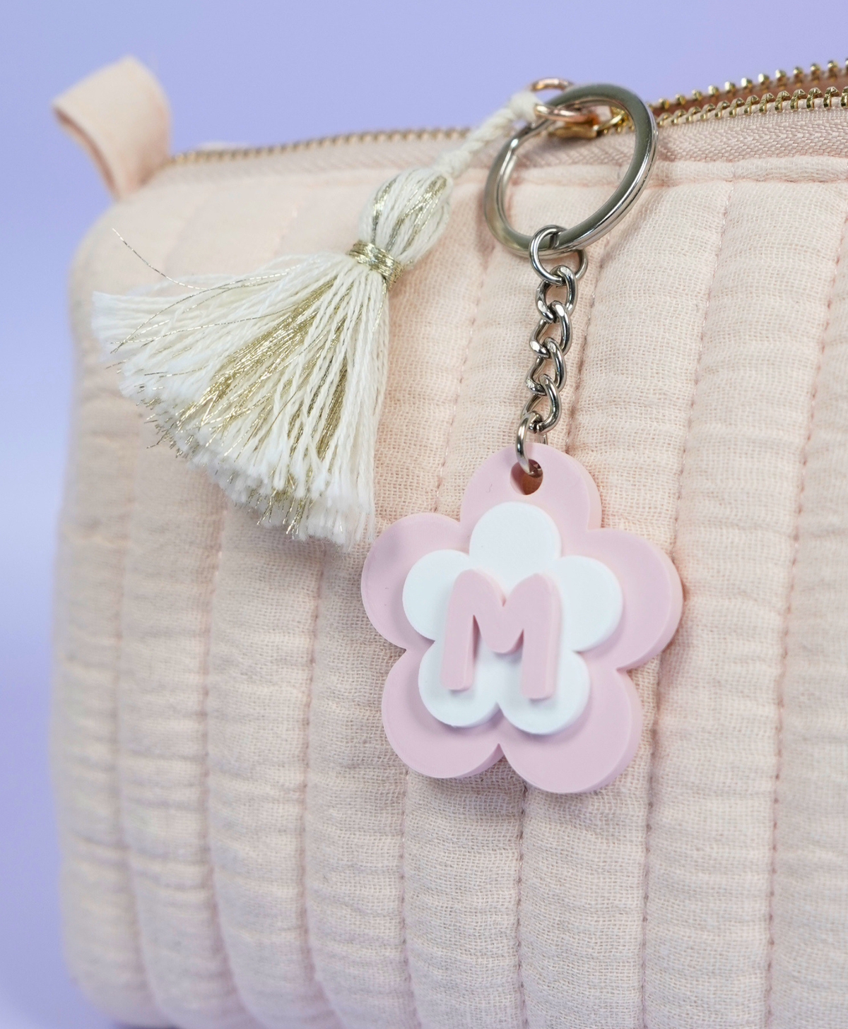 Porte-clé lettre fleur