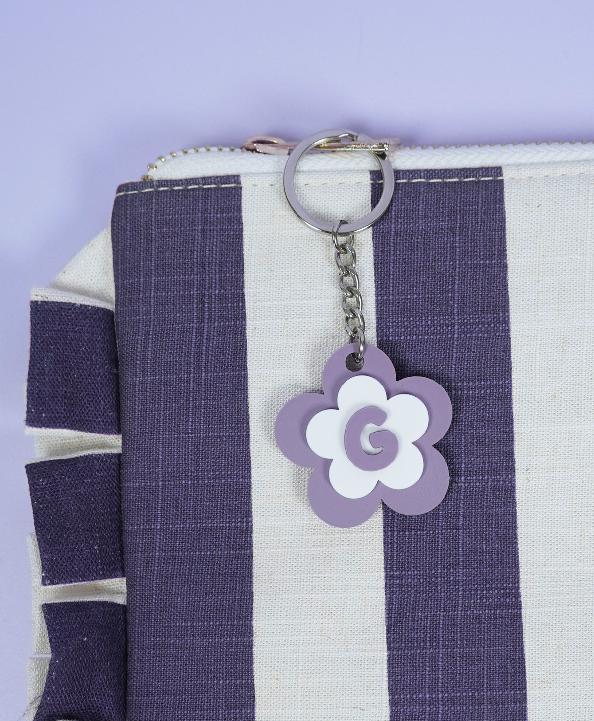 Porte-clé lettre fleur