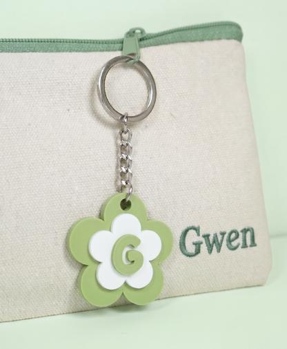 Porte-clé lettre fleur