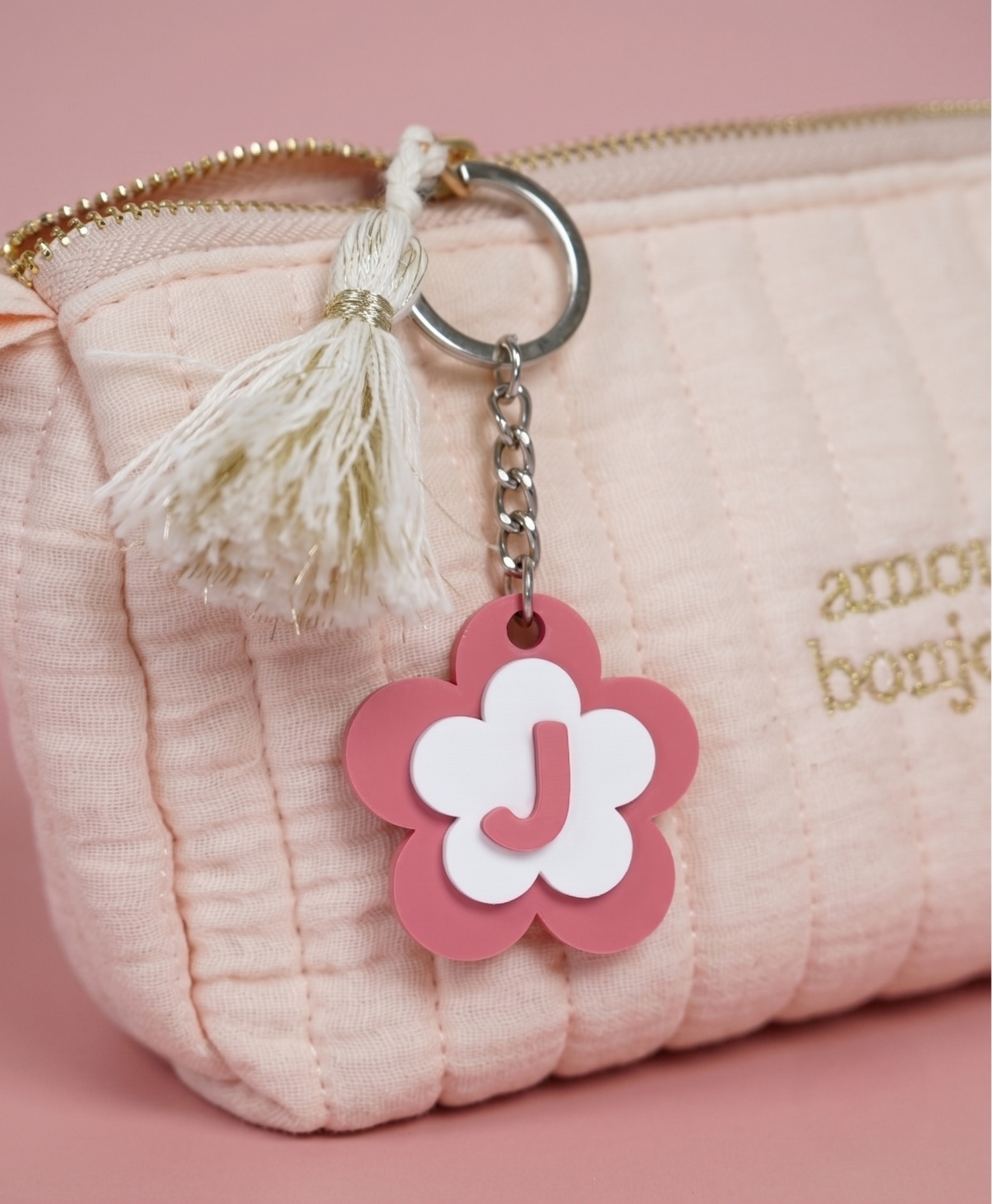 Porte-clé lettre fleur