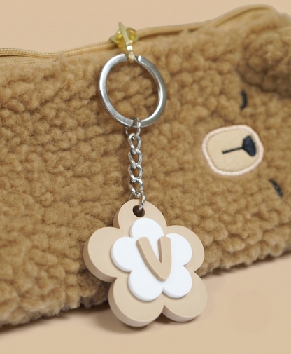 Porte-clé lettre fleur