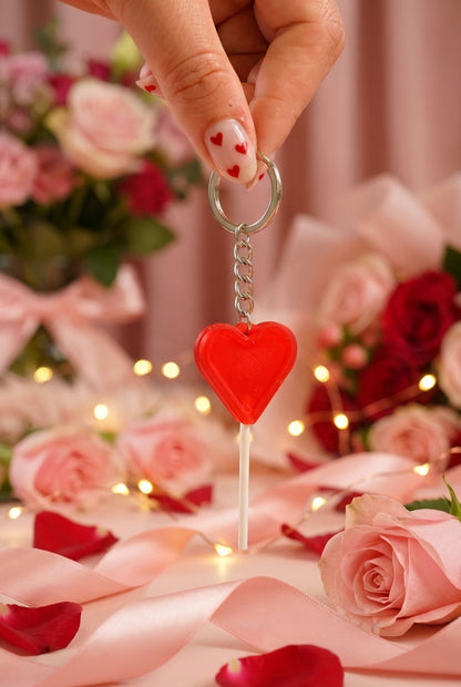 Porte-clé Sucette coeur rouge translucide
