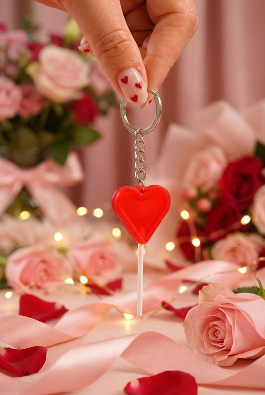 Porte-clé Sucette coeur rouge translucide