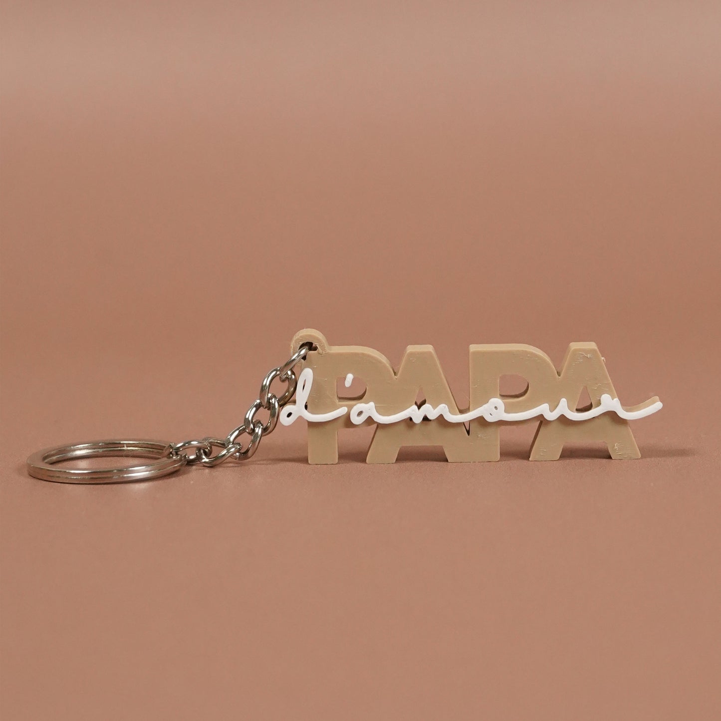 Porte-clé Papa d'amour marron latte