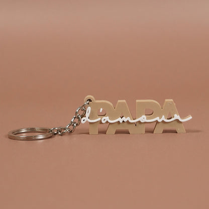 Porte-clé Papa d'amour marron latte