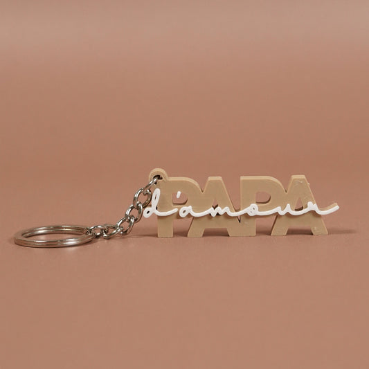 Porte-clé Papa d'amour marron latte