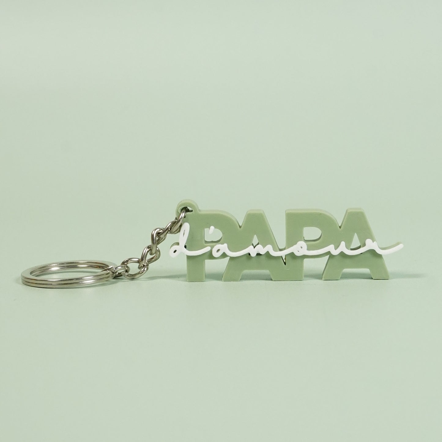 Porte-clé Papa d'amour vert pistache