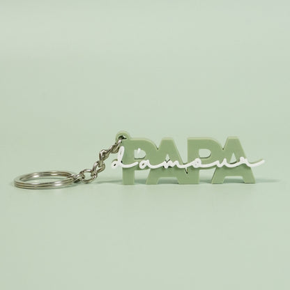 Porte-clé Papa d'amour vert pistache