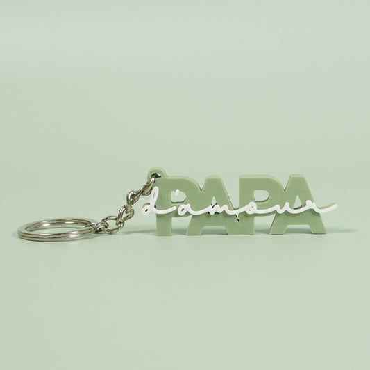 Porte-clé Papa d'amour vert pistache