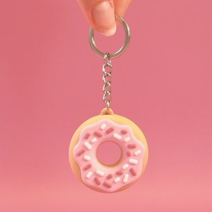 Porte-clé Donut rose pastel