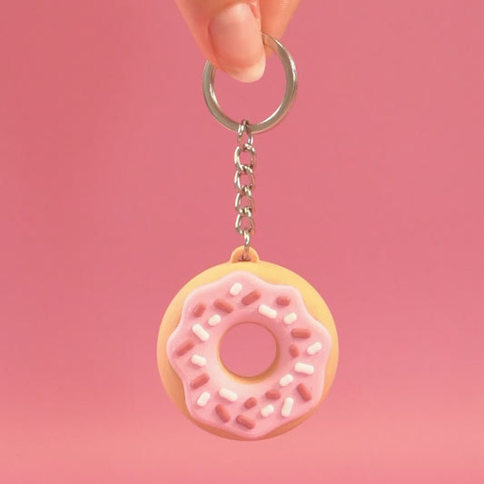 Porte-clé Donut rose pastel