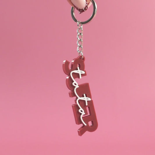 Porte-clé Super tata rouge vin