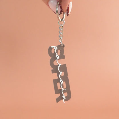 Porte-clé Super parrain marron