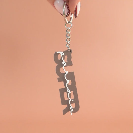 Porte-clé Super parrain marron